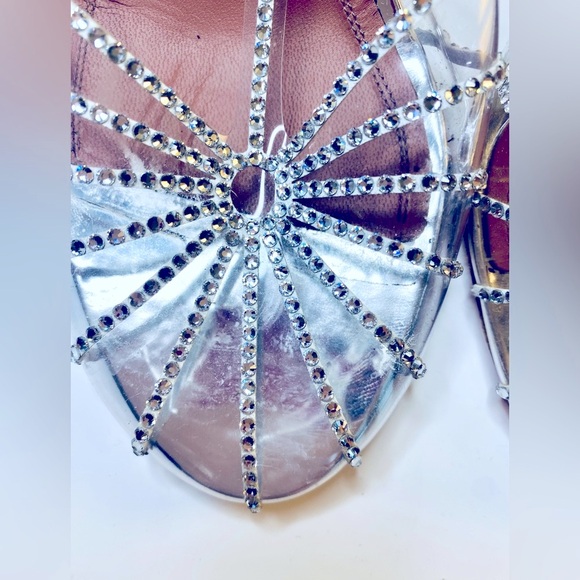 AMINA MUADDI
Brygit Crystal T-Strap Cocktail Pumps in Silver/Crystal - Picture 7 of 9